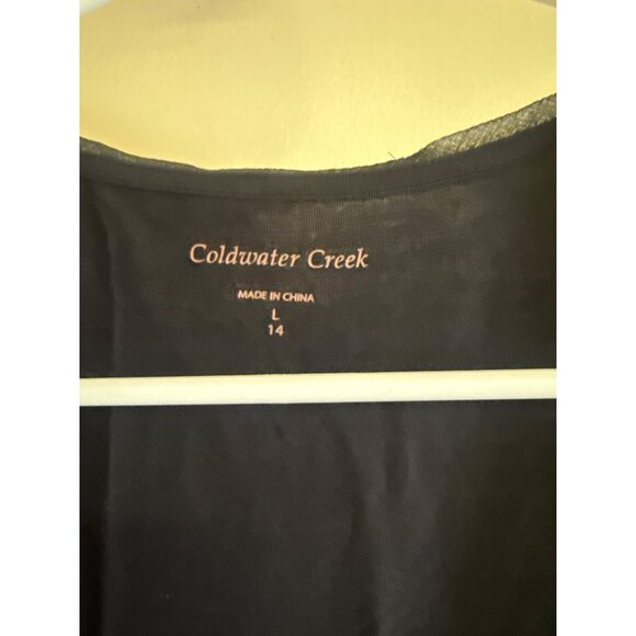 Coldwater Creek Black Beaded Sleeveless Top L 14 Elegant Sheer Layered Design Wo - Picture 2 of 7
